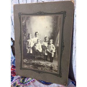 1800’s Cabinet Photo Antique Photo 5 Little Children Family Portrait